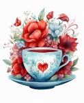 Valentine Teacup Floral Art