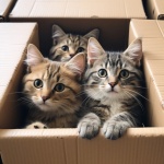 Cat In Cardboard Box Illustration