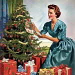 Vintage Christmas Woman From 1950