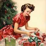 Vintage, Christmas Woman From 1950