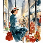 Retro 1950s Lady Christmas Art