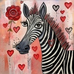 Valentine Heart Zebra Artwork Print