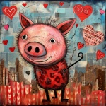 Valentine Pig Heart Artwork Print