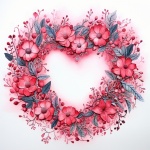 Valentine Heart Floral Wreath Art
