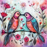 Valentine Bird Heart Art Print