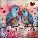 Valentine Blue Bird Heart Art Print