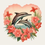 Valentine Dolphin Art Print