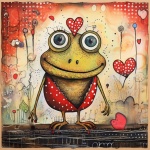 Whimsical Valentine Frog Art