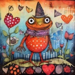 Whimsical Valentine Frog Art