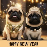 Pug Dog Happy New Year