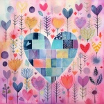 Watercolor Hearts Background Paper
