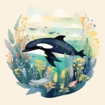 Watercolor Dolphin Art Print