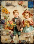 Vintage Children Easter Art Print