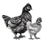 Black And White Chicken Drawing PNG