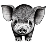 Black And White Pig Drawing PNG