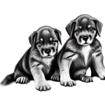 Black And White Puppy Drawing PNG