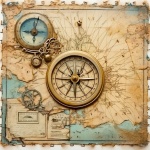 Vintage Compass And Map Art