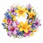 Floral Wreath With Butterfly