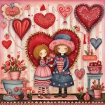 Valentine Girl Quaint Art Print