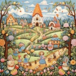 Easter Storybook Landscape Art