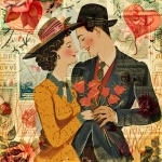 Vintage Valentine Couple Art