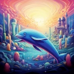 Fantasy Dolphin Castle Art Print