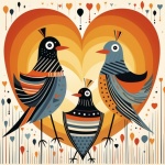 Boho Abstract Bird Family Art Print