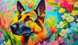 Art, Dog, Color Mosaic