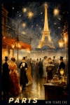 Paris Travel Poster New Years Eve