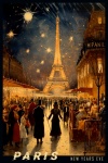 Paris Travel Poster New Years Eve