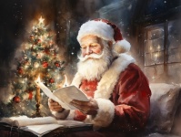 Santa&039;s List Watercolor Art