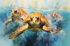 Sea Turtle Watercolor Art