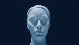 Death Mask Against A Blue Background