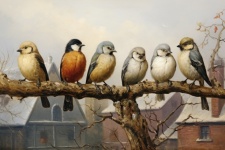 Vintage Birds In Winter Art