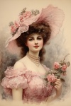 Vintage Woman Dressed In Pink
