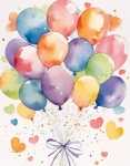 Watercolor Birthday Balloons