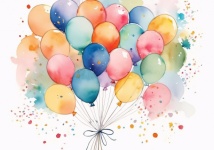 Watercolor Birthday Balloons