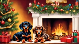 Christmas Dogs Fireplace