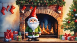 Christmas Elf Fireplace Christmas