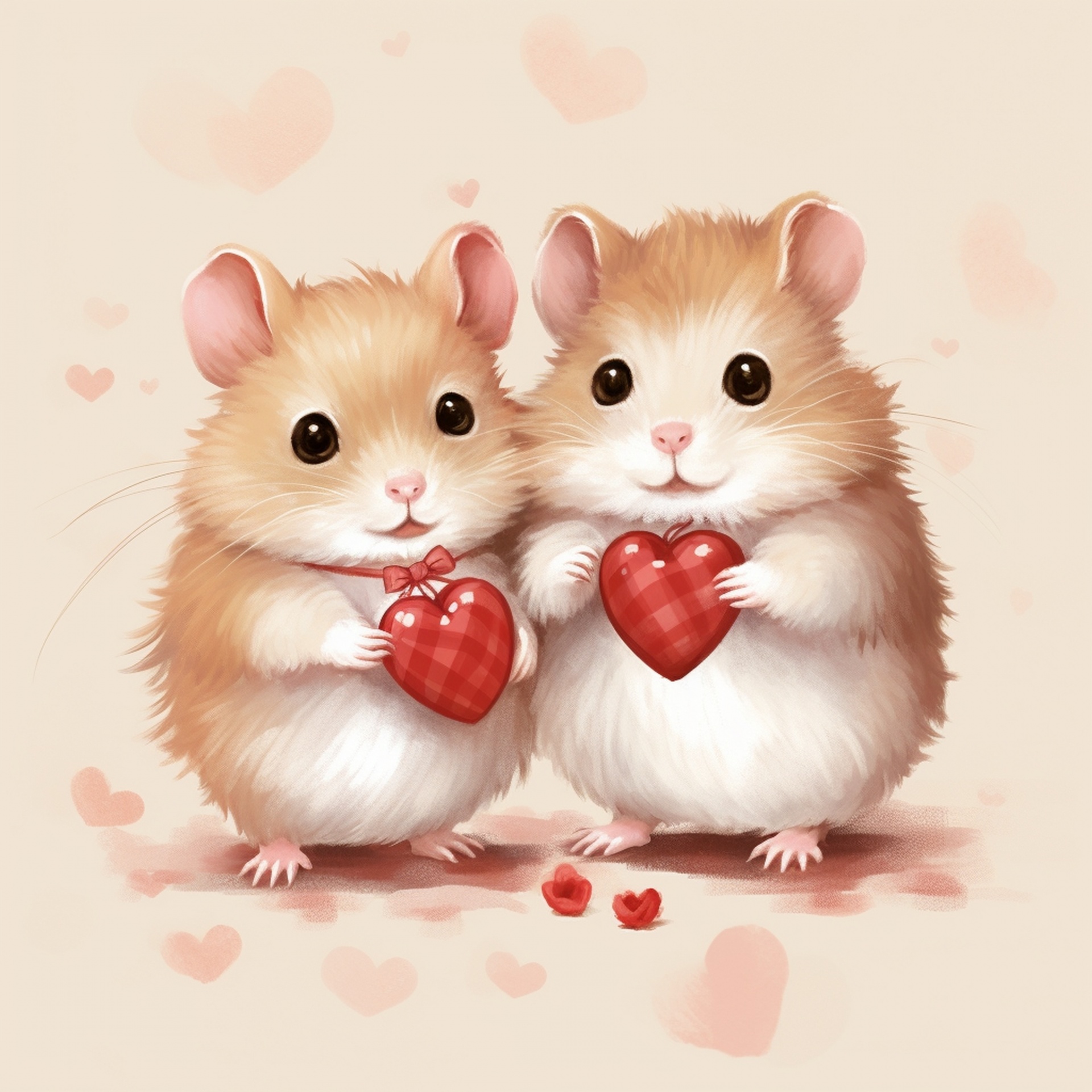 Valentine Hamsters With Heart Art