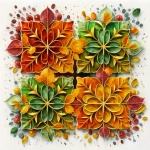 Autumn Flowers In Each Square Shape