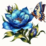 Butterfly On A Blue Flower