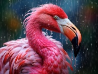 Flamingo In The Rain