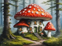 Toadstool House Fantasy Art