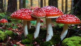 Toadstools In The Autumn Forest