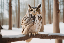 Funny Owl Sitting On A Tree Brach