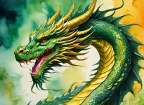 Green Golden Dragon Fantasy