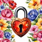 Heart Shaped Padlock And Flowers