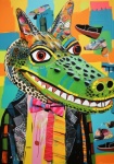 Mardi Gras Alligator Modern Art