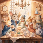 Easter Animal Tea Party Art